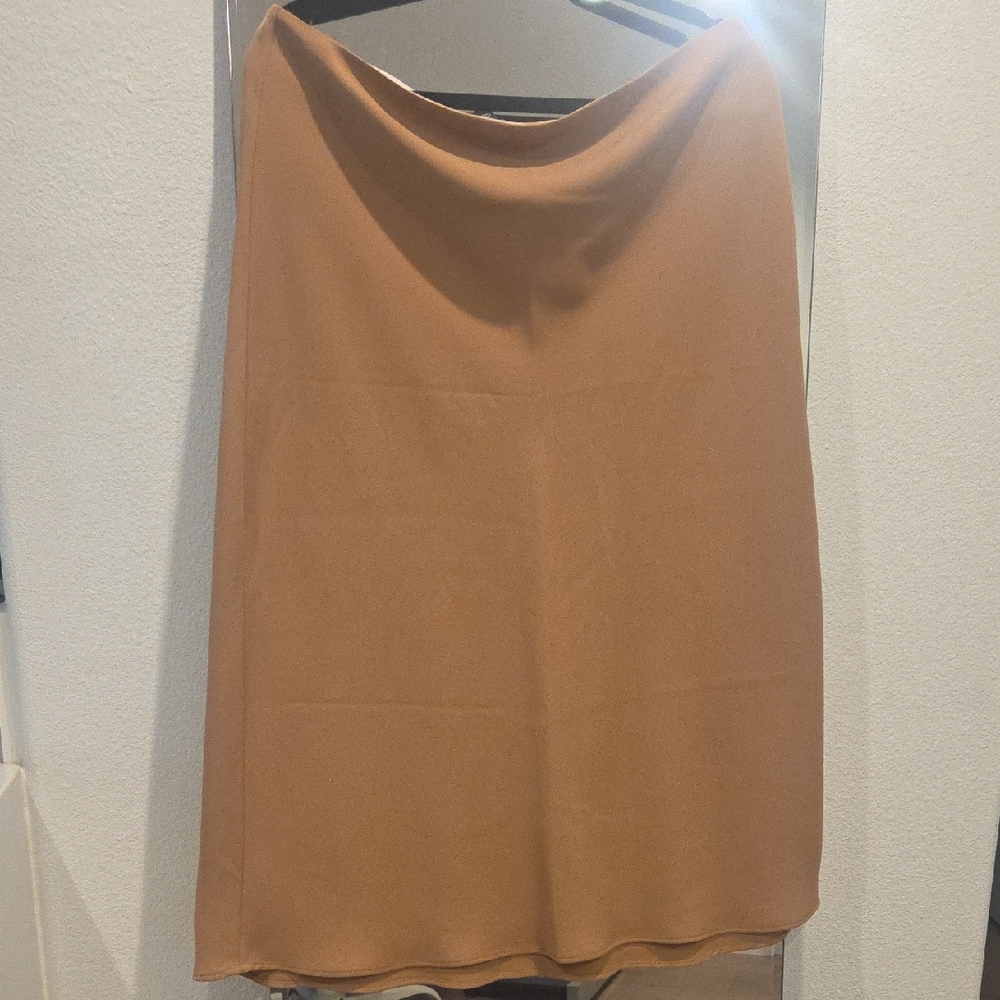 Express Camel Midi Slip Skirt